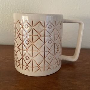 Creative Co-op stoneware Ceramic Mug Geometric Boho Mid Century Modern MCM